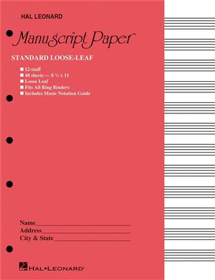 Standard Loose Leaf Manuscript Paper (Pink Cover): Papier à Musique