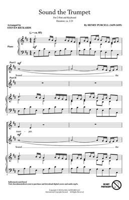 Henry Purcell: Sound the Trumpet: (Arr. Steven Rickards): Voix Hautes et Accomp.