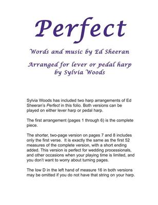 Ed Sheeran: Perfect: (Arr. Sylvia Woods): Solo pour Harpe