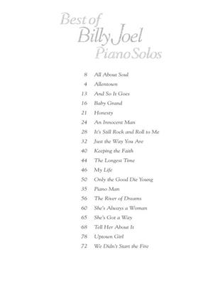 Billy Joel: Best Of Billy Joel Piano Solos: Solo de Piano