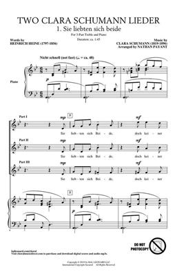 Clara Schumann: Two Clara Schumann Lieder: (Arr. Nathan Payant): Voix Hautes et Accomp.