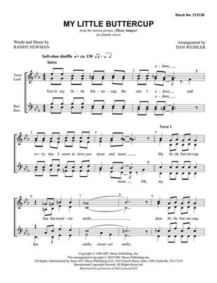 Randy Newman: My Little Buttercup: (Arr. Dan Wessler): Voix Hautes A Cappella