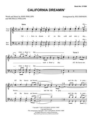 California Dreamin': (Arr. Joe Johnson): Voix Basses A Capella