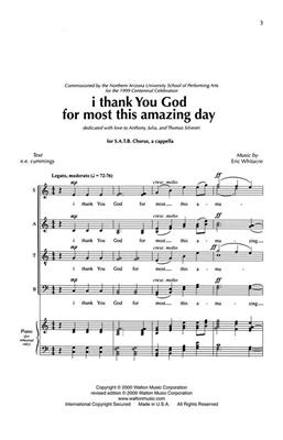 Eric Whitacre: I Thank You God For Most This Amazing Day: Chœur Mixte et Accomp.