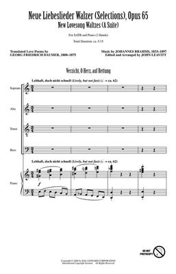 Johannes Brahms: Neue Liebeslieder Walzer (Selections), Opus 65: (Arr. John Leavitt): Chœur Mixte et Piano/Orgue