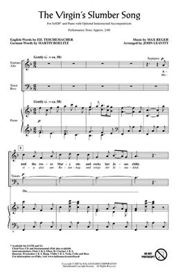 Max Reger: The Virgin's Slumber Song: (Arr. John Leavitt): Chœur Mixte et Accomp.