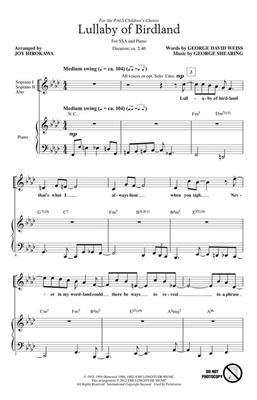 George Shearing: Lullaby of Birdland: (Arr. Joy Ondra Hirokawa): Voix Hautes et Accomp.