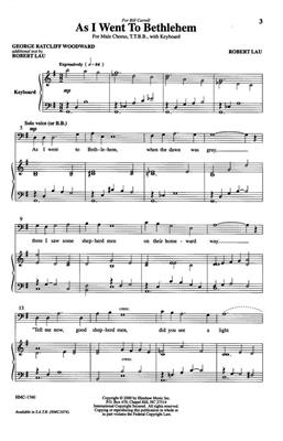 Robert Lau: As I Went To Bethlehem: (Arr. Robert Lau): Voix Basses et Piano/Orgue