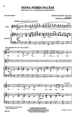 Leopold Mozart: Dona Nobis Pacem: (Arr. Patrick M. Liebergen): Voix Hautes et Accomp.
