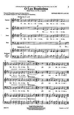Howard Helvey: O Lux Beatissima: (Arr. Howard Helvey): Chœur Mixte A Cappella