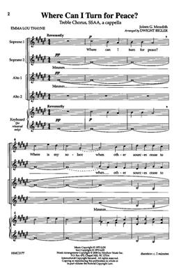 Where Can I Turn For Peace: (Arr. Dwight Bigler): Voix Hautes A Cappella