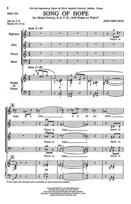 John Ness Beck: Song Of Hope: (Arr. John Ness Beck): Chœur Mixte et Piano/Orgue