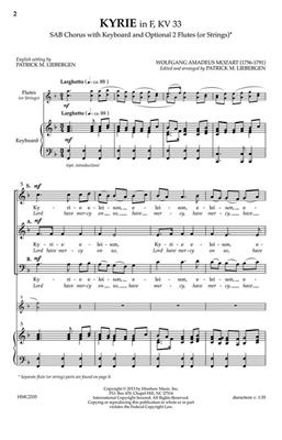 Wolfgang Amadeus Mozart: Kyrie In F, Kv33: (Arr. Patrick M. Liebergen): Chœur Mixte et Piano/Orgue