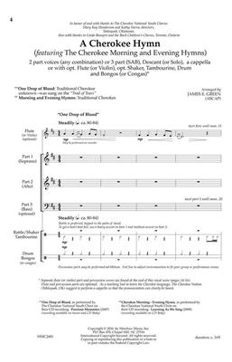 A Cherokee Hymn: (Arr. James E. Green): Solo pour Chant