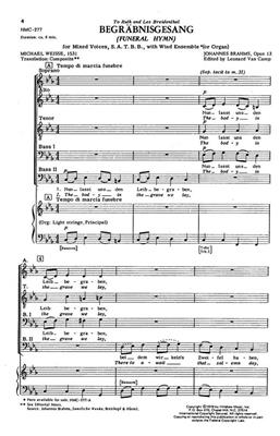 Johannes Brahms: Begrabnisgesang: (Arr. Leonard Van Camp): Chœur Mixte et Piano/Orgue
