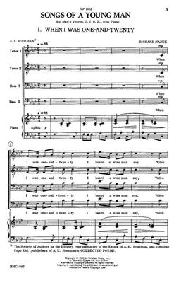 Richard Nance: Songs Of A Young Man: (Arr. Richard Nance): Voix Basses et Piano/Orgue