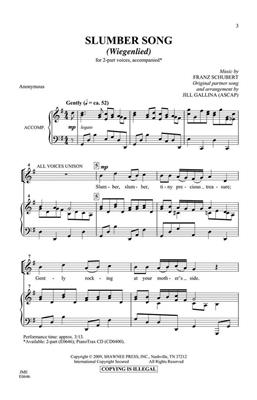 Franz Schubert: Slumber Song: (Arr. Jill Gallina): Voix Hautes et Accomp.