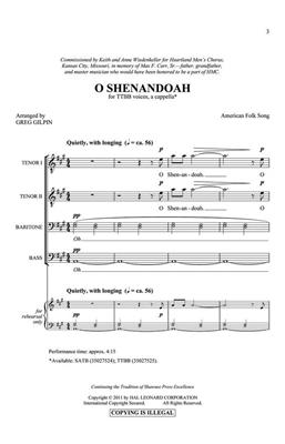 O Shenandoah: (Arr. Greg Gilpin): Voix Basses A Capella