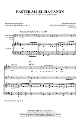 Wolfgang Amadeus Mozart: Easter Alleluia Canon: (Arr. Patrick M. Liebergen): Chœur Mixte et Accomp.