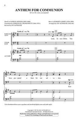 Samuel Kinner: Anthem for Communion: (Arr. Jay Althouse): Chœur Mixte et Accomp.