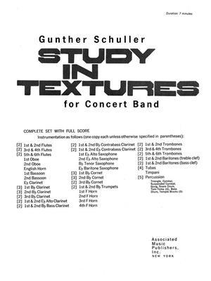 G. Schuller: Study In Textures For Band Full Score: Orchestre d'Harmonie