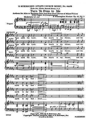 F. Flaxington Harker: Turn Ye Even to Me: Chœur Mixte et Piano/Orgue