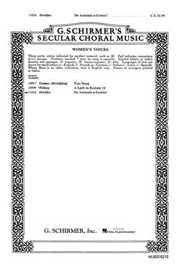 Traditional: De Animals A Comin Spiritual: (Arr. William Stickles): Voix Hautes A Cappella