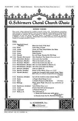 Georg Friedrich Händel: How Excellent Thy Name: Chœur Mixte et Piano/Orgue