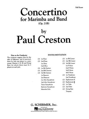 Paul Creston: Concertino Marimba Op21b Score: Orchestre d'Harmonie et Solo