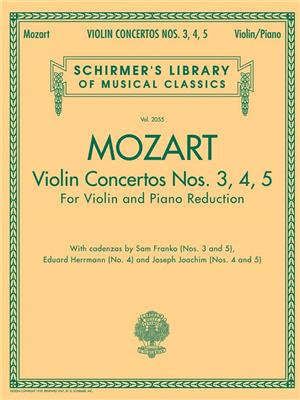 Wolfgang Amadeus Mozart: Violin Concertos Nos. 3, 4, 5: Violon et Accomp.