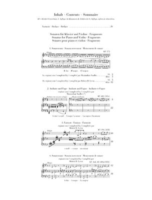 Wolfgang Amadeus Mozart: Violin Sonatas - Fragments: Violon et Accomp.