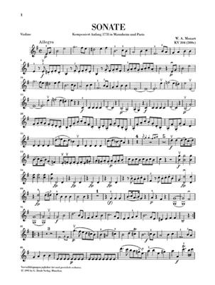 Wolfgang Amadeus Mozart: Violin Sonata In E Minor K.304: Violon et Accomp.