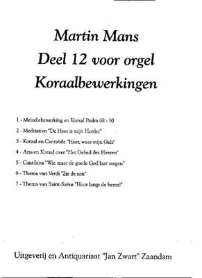 M. Mans: Bundel 12 Koraalbewerkingen: Orgue