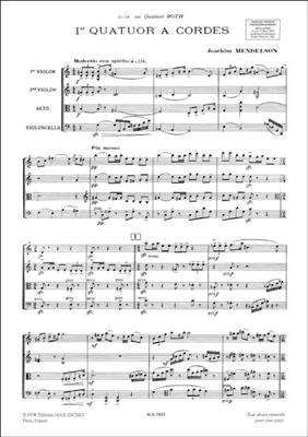 Josie Mendelsohn: Quatuor A Cordes N. 1 Partition Et Parties: Quatuor à Cordes