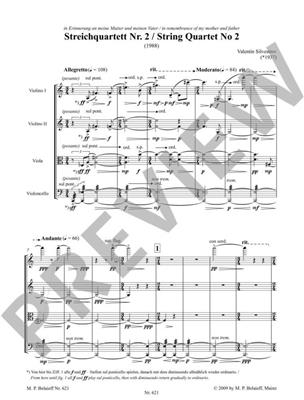 Valentin Silvestrov: Streichquartett Nr. 2: Quatuor à Cordes