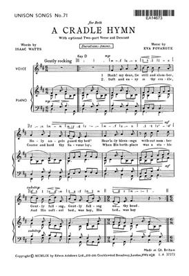 Eva Fovargue: Cradle Hymn: Chœur Mixte et Piano/Orgue