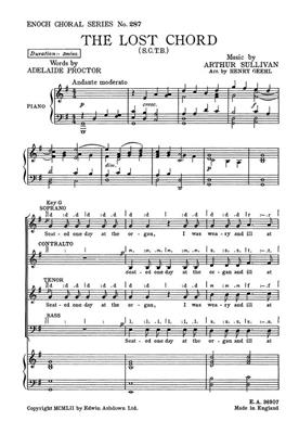 Arthur Seymour Sullivan: The Lost Chord: Chœur Mixte et Piano/Orgue
