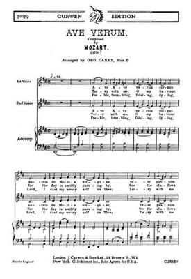 Wolfgang Amadeus Mozart: Ave Verum: (Arr. George Oakey): Voix Hautes et Piano/Orgue