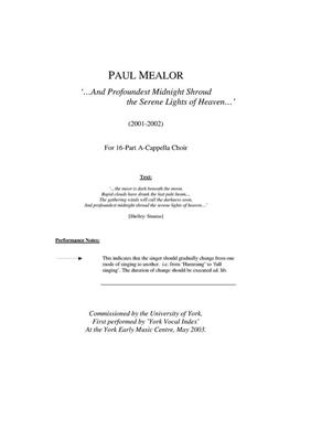 Paul Mealor: Profoundest Midnight: Chœur Mixte et Accomp.