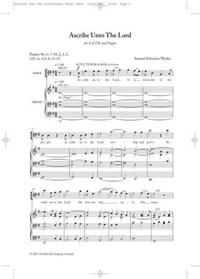 Samuel Wesley: Ascribe Unto The Lord (New Engraving): Chœur Mixte et Piano/Orgue