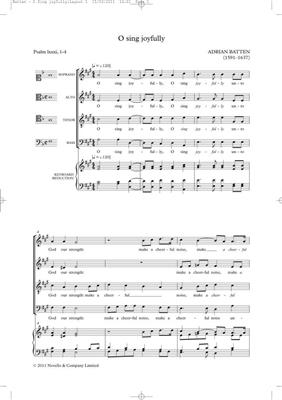 Adrian Batten: O Sing Joyfully (Tudor Anthems): Chœur Mixte et Piano/Orgue