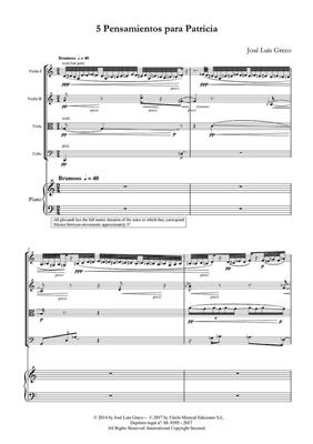 José Luis Greco: 5 Pensamientos Para Patricia: Quintette pour Pianos