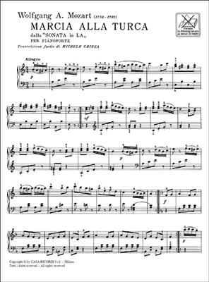 Wolfgang Amadeus Mozart: Marcia Alla Turca: Solo de Piano