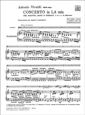 Antonio Vivaldi: Concerto per Fagotto, Archi e BC in La min Rv 498: Basson et Accomp.