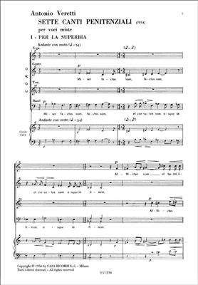 Antonio Veretti: 7 Canti Penitenziali: Chœur Mixte A Cappella