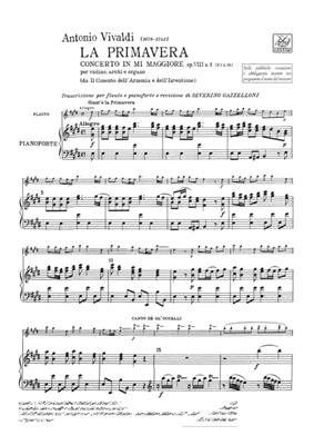 Antonio Vivaldi: Concerto In Mi Maggiore 'La Primavera': (Arr. S. Gazzelloni): Solo pour Flûte Traversière