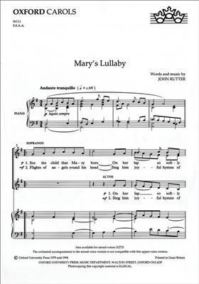 John Rutter: Mary's Lullaby: Voix Hautes et Accomp.
