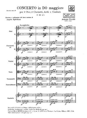 Antonio Vivaldi: Concerto per 2 Oboi, 2 Clar, Archi, BC, Do RV 560: Orchestre à Cordes et Solo