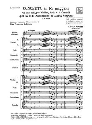 Antonio Vivaldi: Concerto In Re 'In Due Cori' RV 582: Orchestre à Cordes et Solo