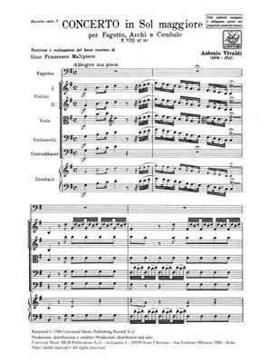 Antonio Vivaldi: Concerto per Fagotto, Archi e BC in Sol Rv 493: Basson et Accomp.